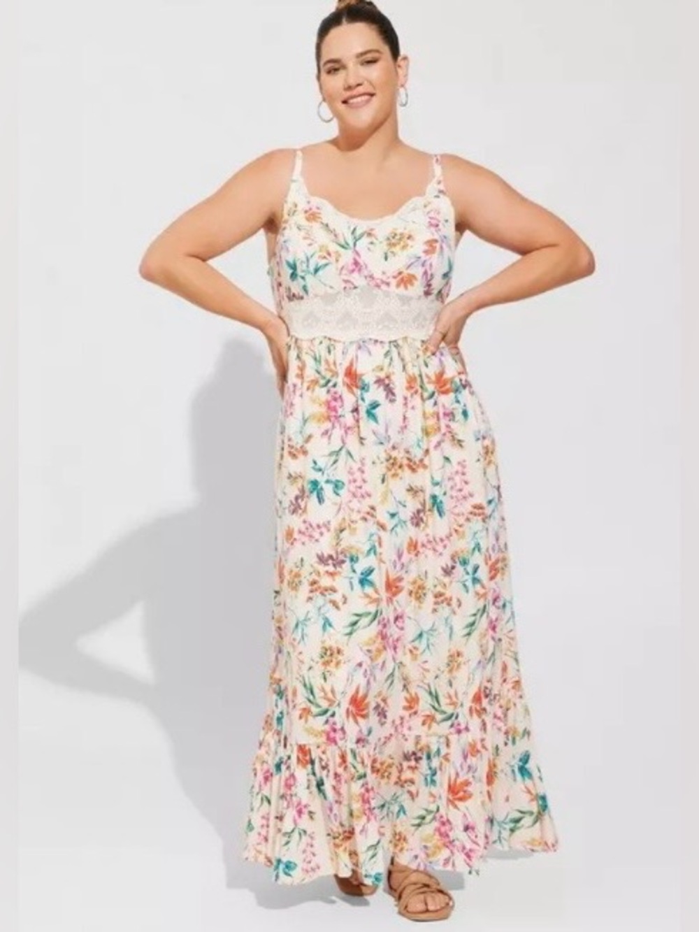 Torrid Floral Lace-Trim Maxi Dress - Size 0X - NWT!